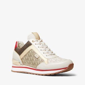 Michael Kors Maddy Color-Block Logo Trainer - Pale Gold - Size 10